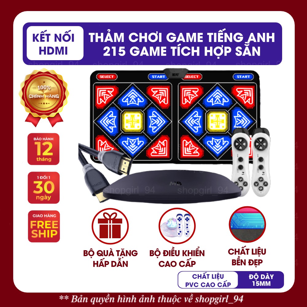 (CHÍNH HÃNG) Thảm game tiếng Anh bản quốc tế kết nối HDMI không dây với TV, máy tính, 575 game phụ kiện đầy đủ
