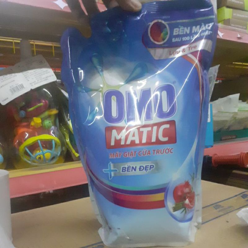 nước giặt omo matic máy giặt cửa trước Lựu và Tre bền đẹp túi 2.2 Lít