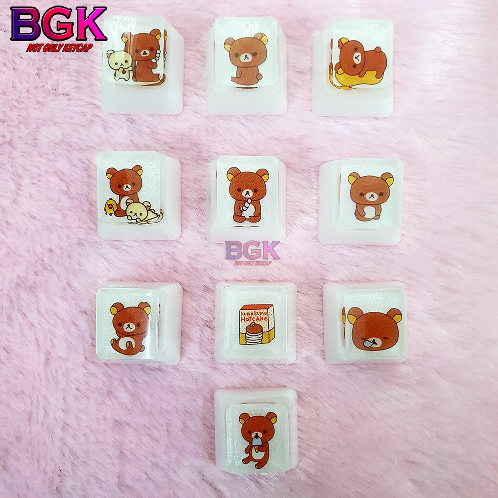 Keycap Lẻ Artisan OEM Profile Chủ Đề Gấu Nâu Cute 2 ( cast resi, keycap resin độc lạ )