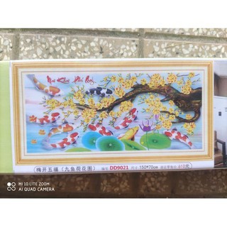 tranh đá cá cành mai chưa đính - dd9021