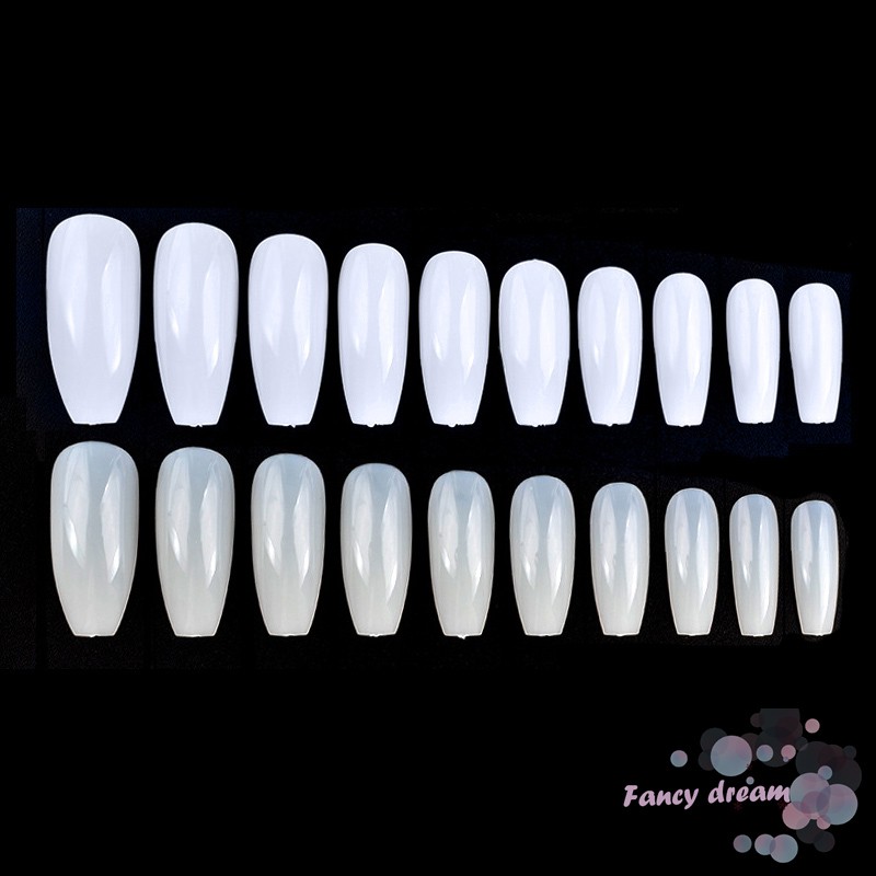 Set 100/500 đầu móng tay giả dài hình quan tài