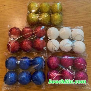 Combo 6 Quả Châu Kim Tuyến 6cm Loại đẹp trang trí cây thông Noel