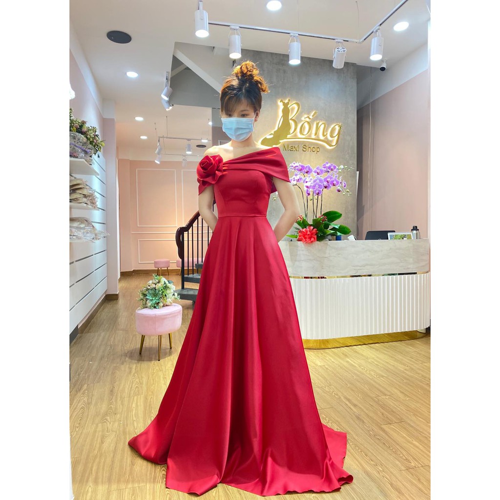 BỐNG MAXI SHOP - DC776 - Váy Cưới Trễ Vai Hoa Phi Nhật