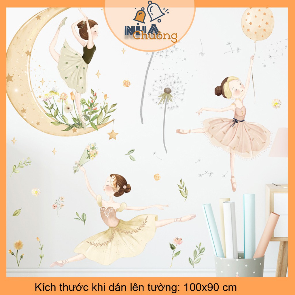 Decal dán tường cho bé yêu mẫu độc, đẹp (C7: Cô gái múa ba lê)