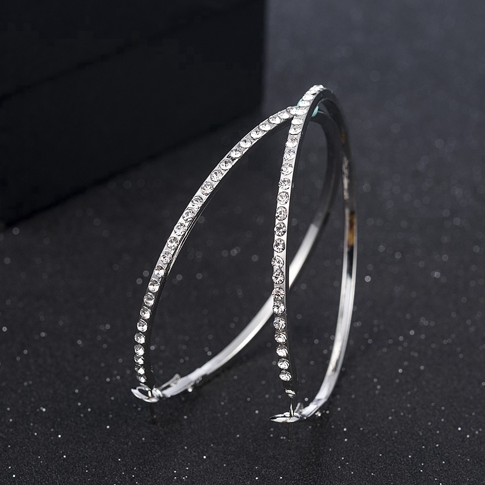 Korea woman punk retro circle hoop earring dangle Rhinestone trendy ear hoop jewelry