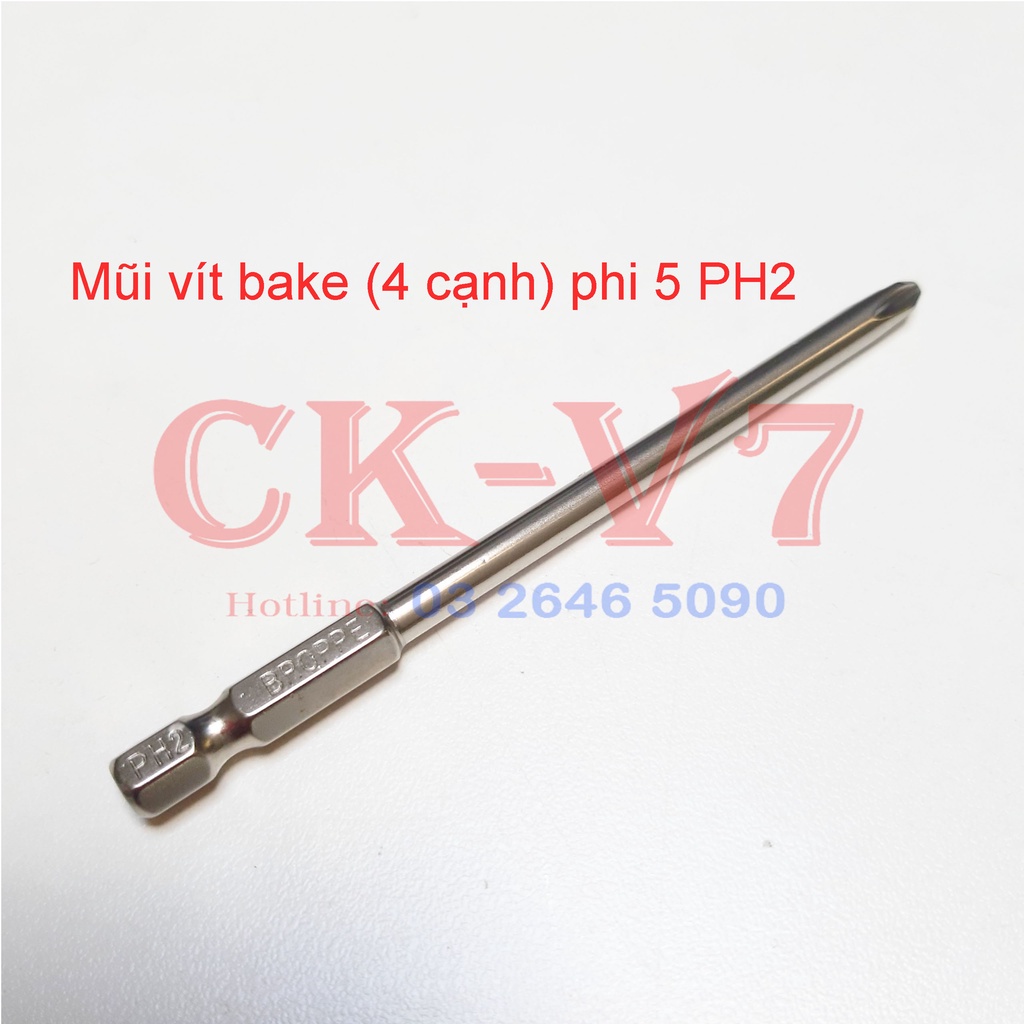 Mũi vít bake  PH2 và PH1 chuôi lục giác cho máy khoan và máy bắv vít dài 100mm