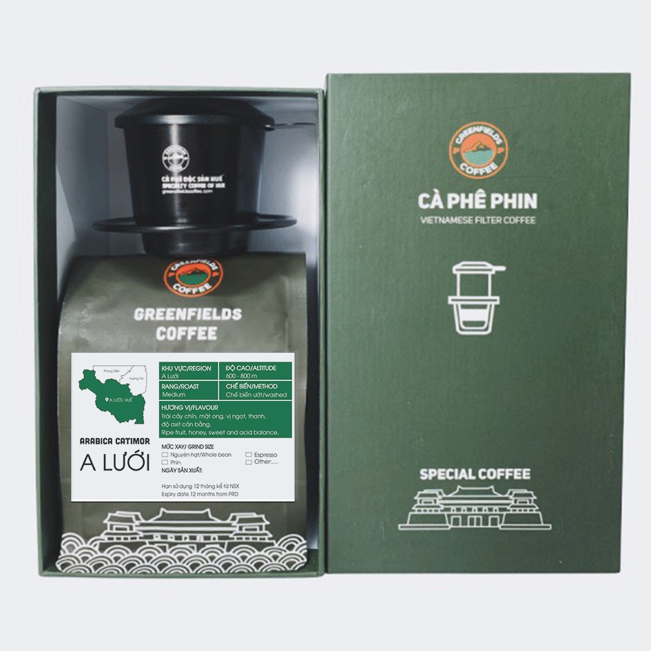Hộp quà tặng cà phê đặc sản Huế, Arabica A Lưới - Specialty Coffee Of Hue (MẪU MỚI)