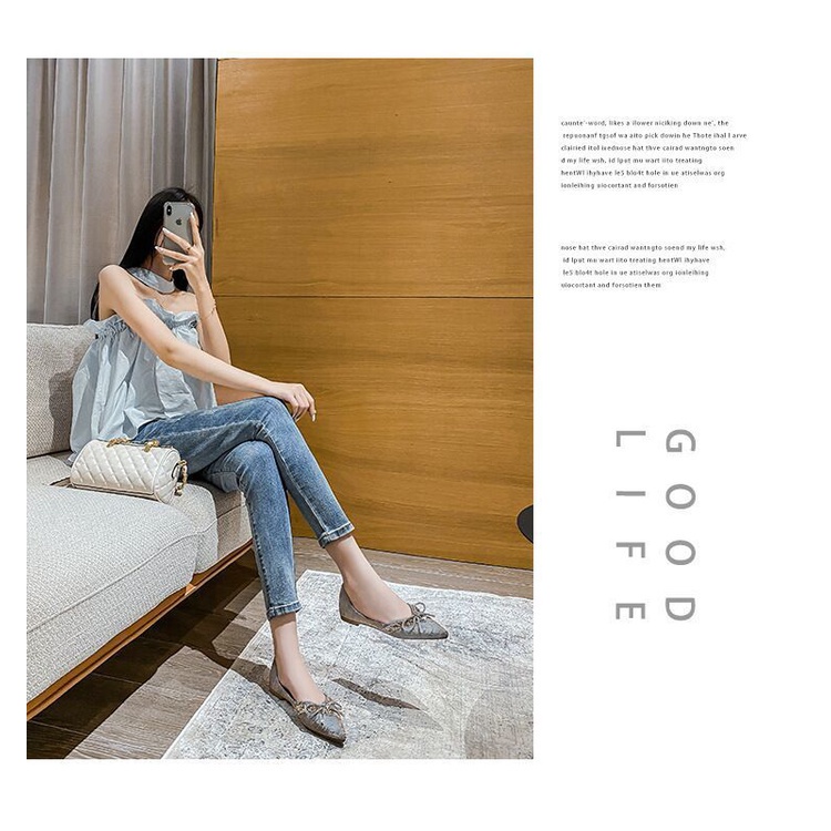 Giày búp bê đính nơ thời trang Hàn Quốc 2022