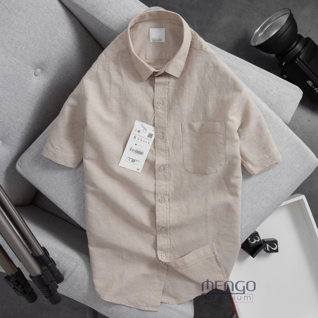 Áo sơ mi linen Z.Ra mềm mịn xanh biển, xanh đen, trắng, kem - MENGO | BigBuy360 - bigbuy360.vn