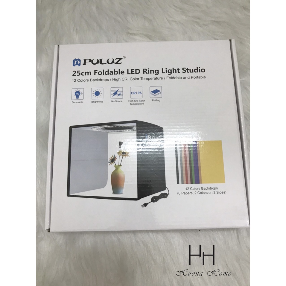 HỘP CHỤP HÌNH SẢN PHẨM PULUZ SZ 25CM - BOX CHỤP ẢNH CÓ BẢO HÀNH CHÍNH HÃNG - TẶNG KÈM 6 PHÔNG NỀN