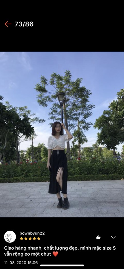 Chân váy midi xẻ tà dây buộc nơ - cạp cao ôm dáng có quần trong chống lộ