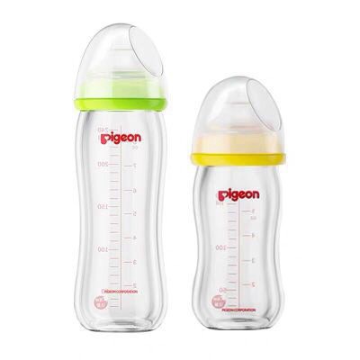 [ĐỦ SIZE] Bình Sữa Thủy Tinh Pigeon Cổ Rộng Cao Cấp 160ml/240ml