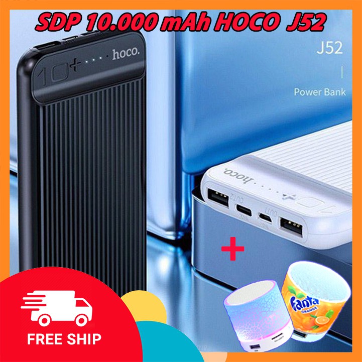 SẠC DỰ PHÒNG HOCO J52 10.000 mAh + TẶNG KÈM 01 LOA BLUETOOTH MINI B2S10 | HÀNG CHÍNH HÃNG - TÍCH HỢP 2 CỔNG SẠC NHANH | BigBuy360 - bigbuy360.vn
