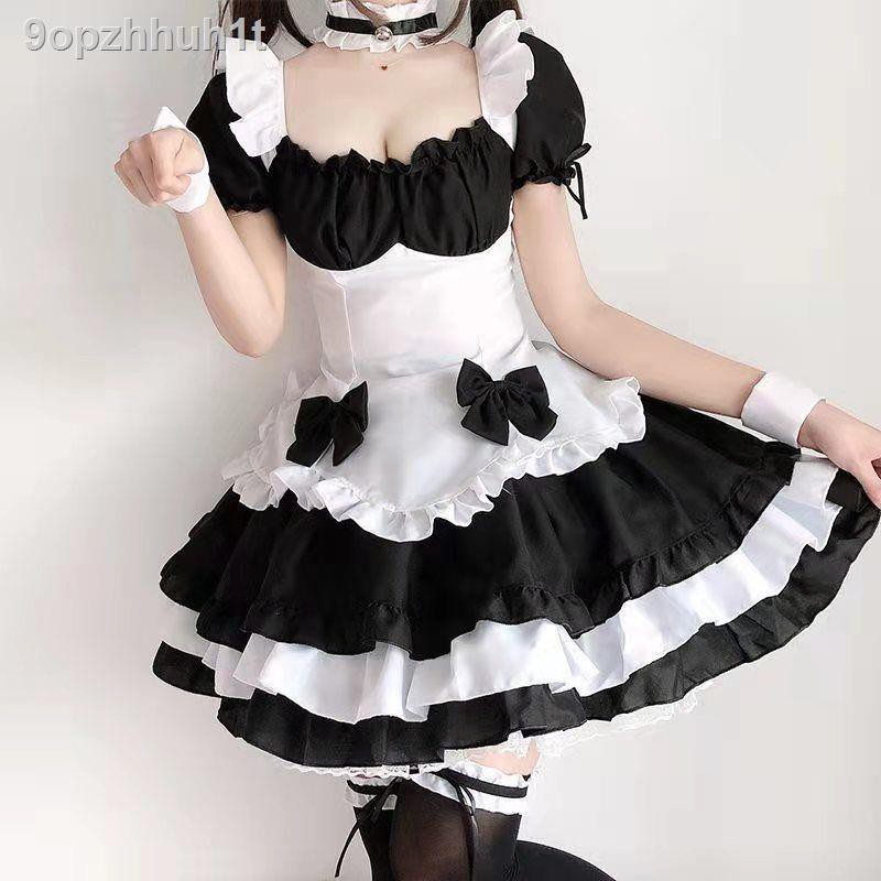 váy đầm dáng xoèváy tennis☁⊕trang phục hầu gái COS Nhật Bản dễ thương nữ sinh viên giúp việc Lolita) Big anh ăn