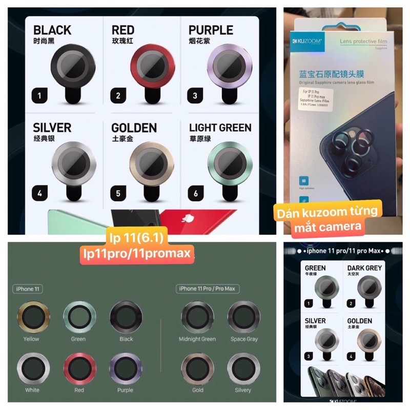 Dán bảo vệ cam KUZOOM từng mắt lens rời IP15/ IP15 PRO/ IP15 Pro max