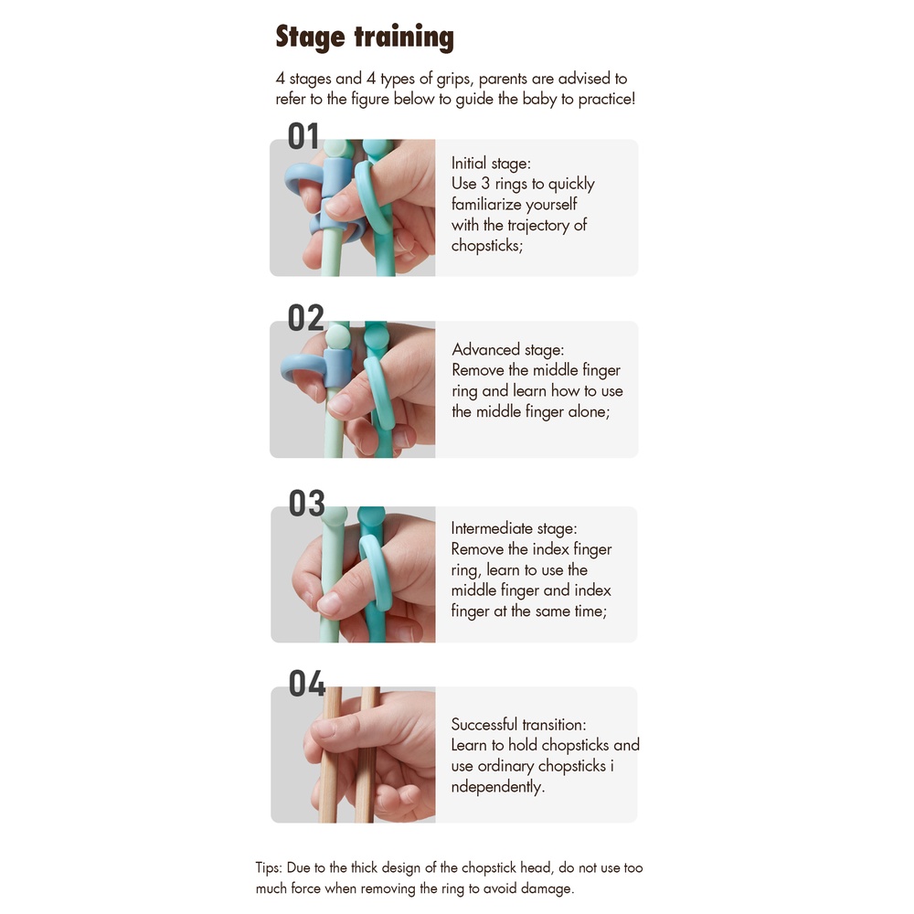 Bc Babycare Đũa tập ăn silicone kiểu dáng chuyên dụng cho bé 2 tuổi