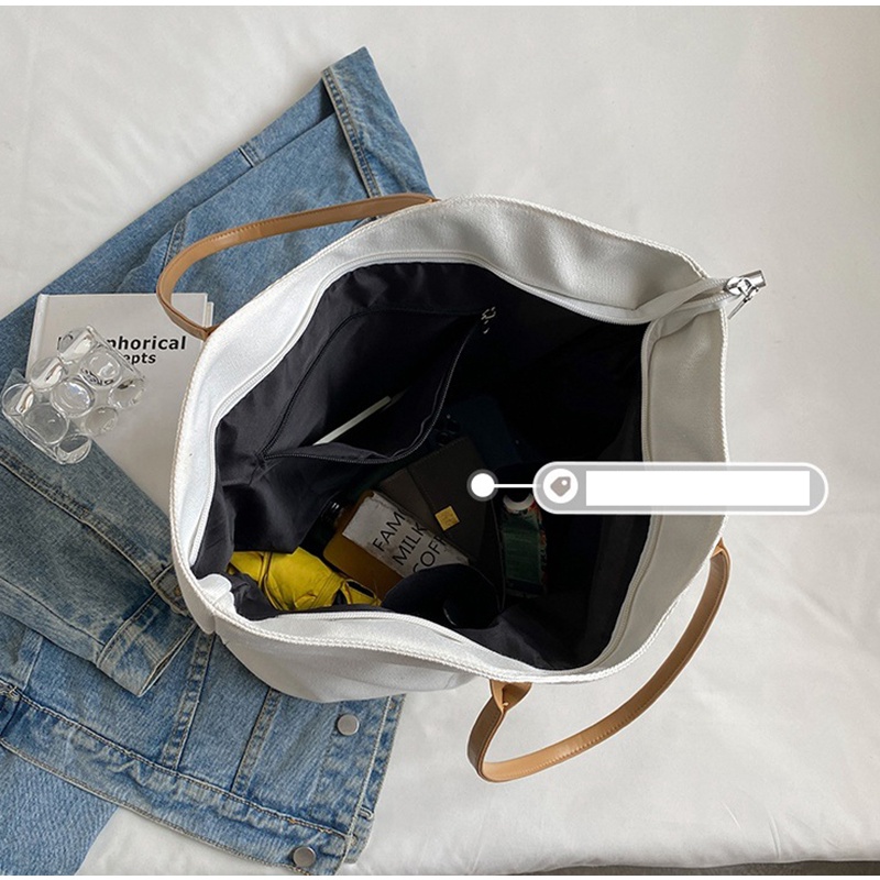 Túi đeo vai IELGY vải canvas cỡ lớn dễ phối đồ thời trang cho nữ