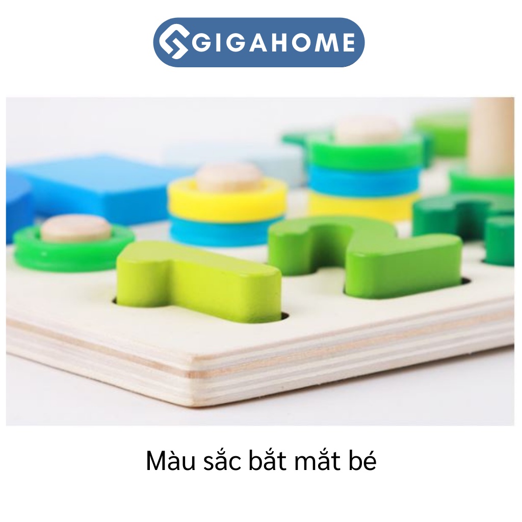 Đồ Chơi Bảng Gỗ Ghép Hình Và Số 3 Dòng GIGAHOME Nhiều Màu Sắc Cho Bé Phát Triển Tư Duy 6408