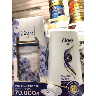 (HÀNG KẸP TẶNG)DẦU GỘI DOVE 650G TẶNG KHĂN TẮM CAO CẤP