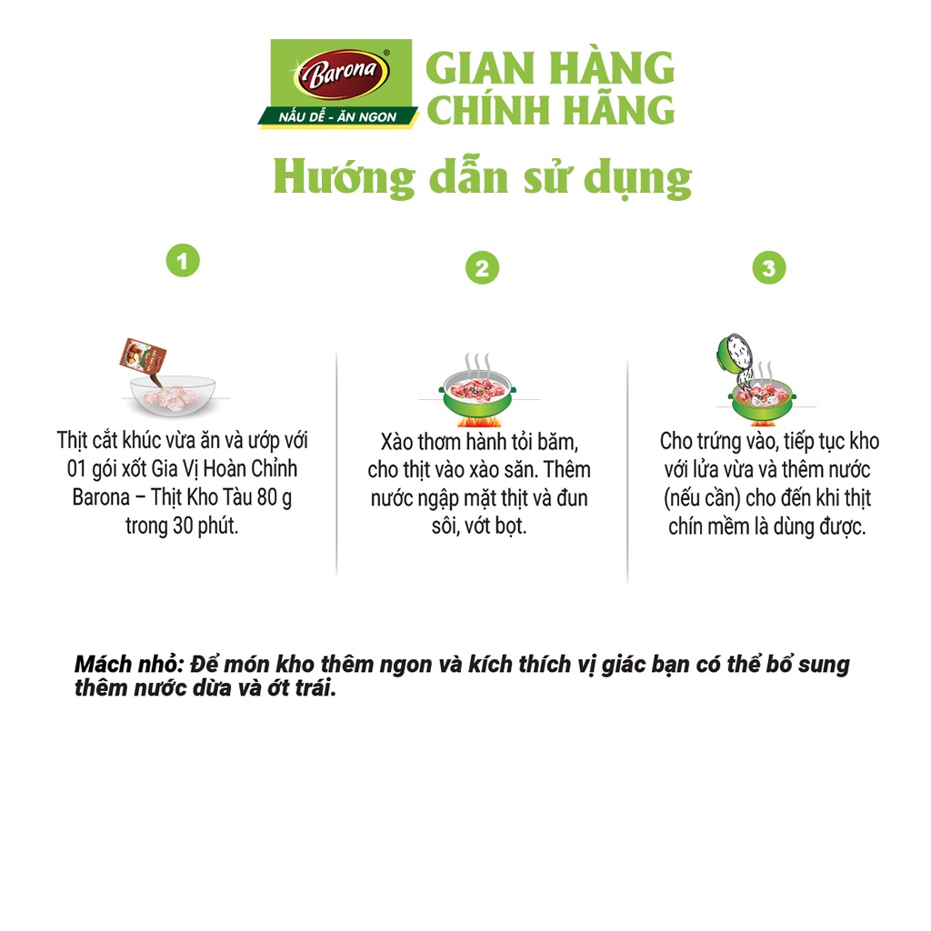 Gia Vị Thịt Kho Tàu Barona 80g ướp ngon chuẩn vị không cần nêm nếm