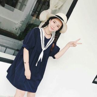 Đầm babydoll váy dạo phố cổ thủy thủ (kèm hình thật)