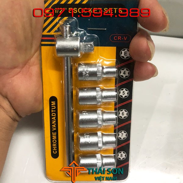 Bộ khẩu E 1/4 inch (6 chi tiết). Nhật Bản. Chuyên mở động cơ máy, động cơ ô tô. Thép nguyên chất cr V
