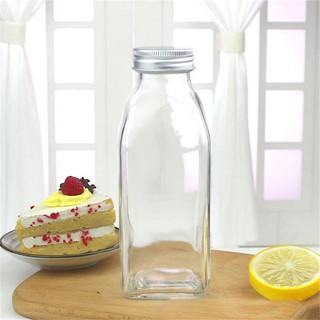 Chai thủy tinh vuông 350ml nắp nhôm