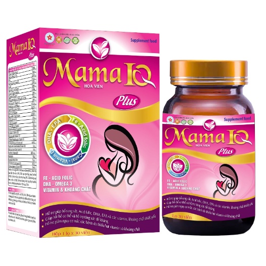 Mama IQ Plus Hoa Viên, Hỗ trợ giúp bổ sung sắt-acid folic-DHA-EPA và các vitamin - khoáng chất.