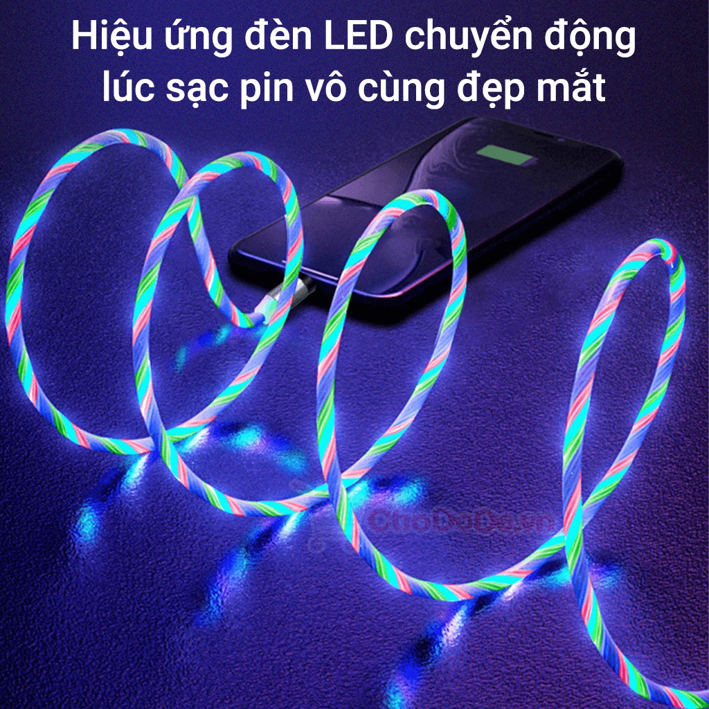 Cáp Sạc Nam Châm LED Phát Sáng CS12 Thế Hệ Mới, Lực Hút Siêu Mạnh, iPhone, Type C, micro USB