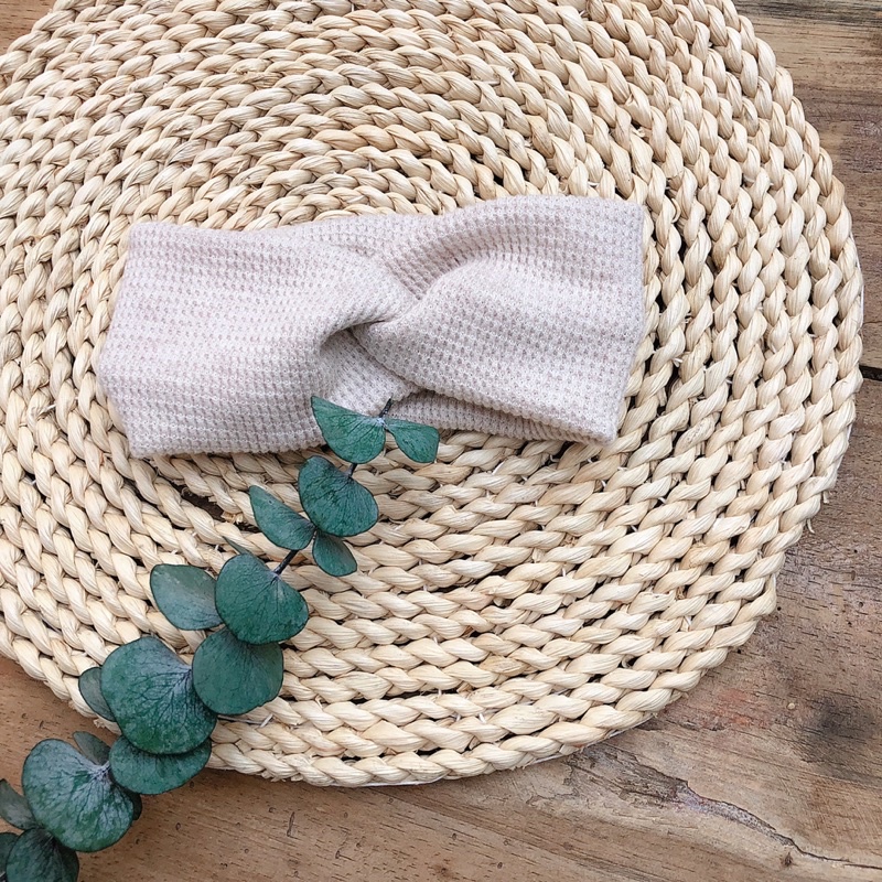 Turban vặn chéo vải cotton waffle cho cả bé trai và gái