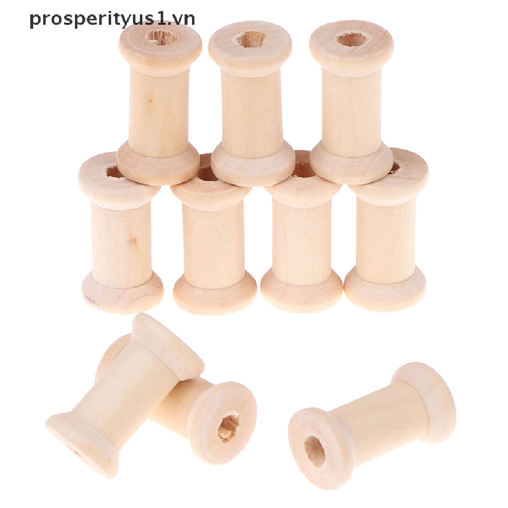 [prosperityus1] Set 10 Cuộn Chỉ Bằng Gỗ Sắp Xếp Gọn Gàng Cuộn Dây Ruy Băng May Vá Thủ Công