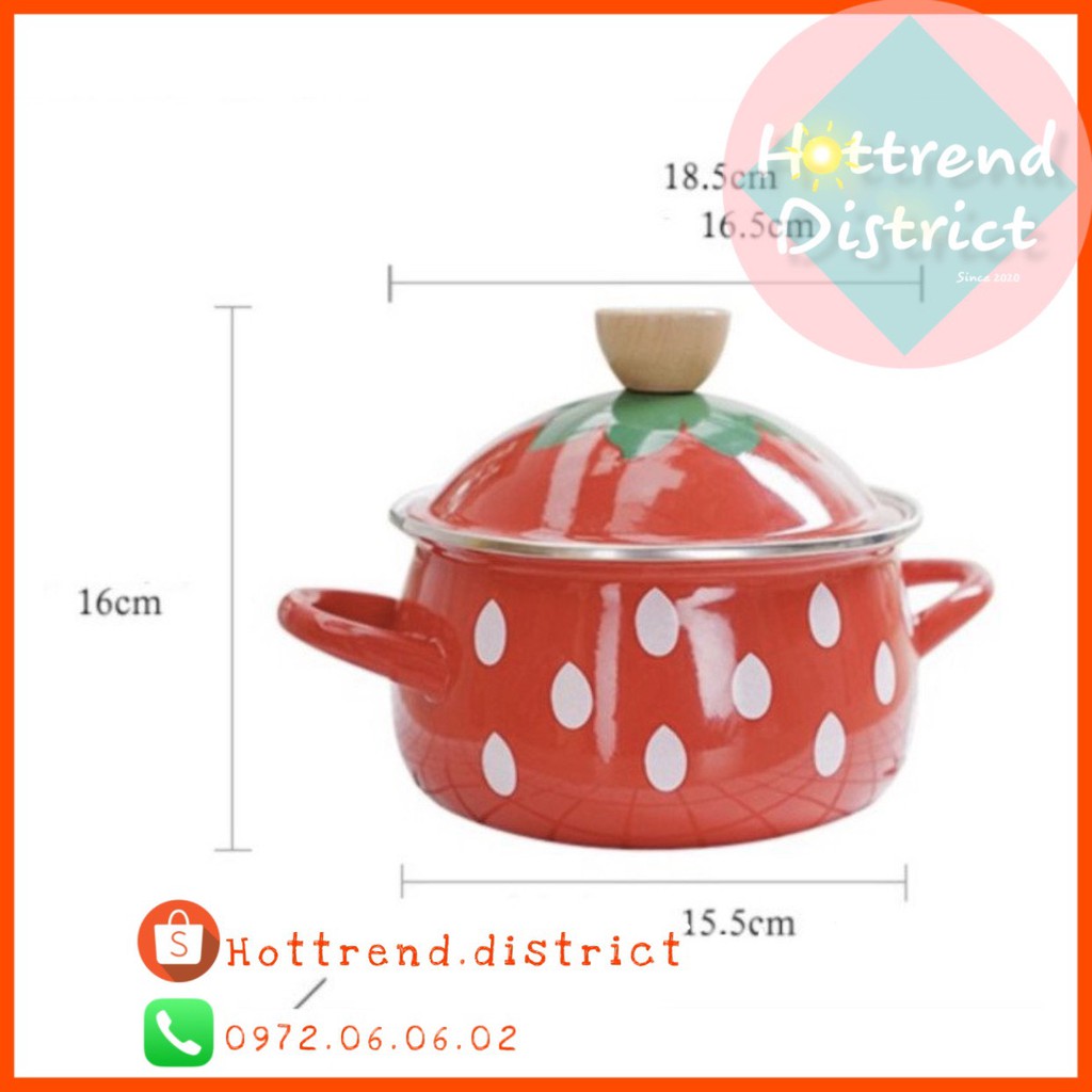 Nồi Dâu Inox Tráng men chuyên dụng Bếp Từ, dung tích 1.5L