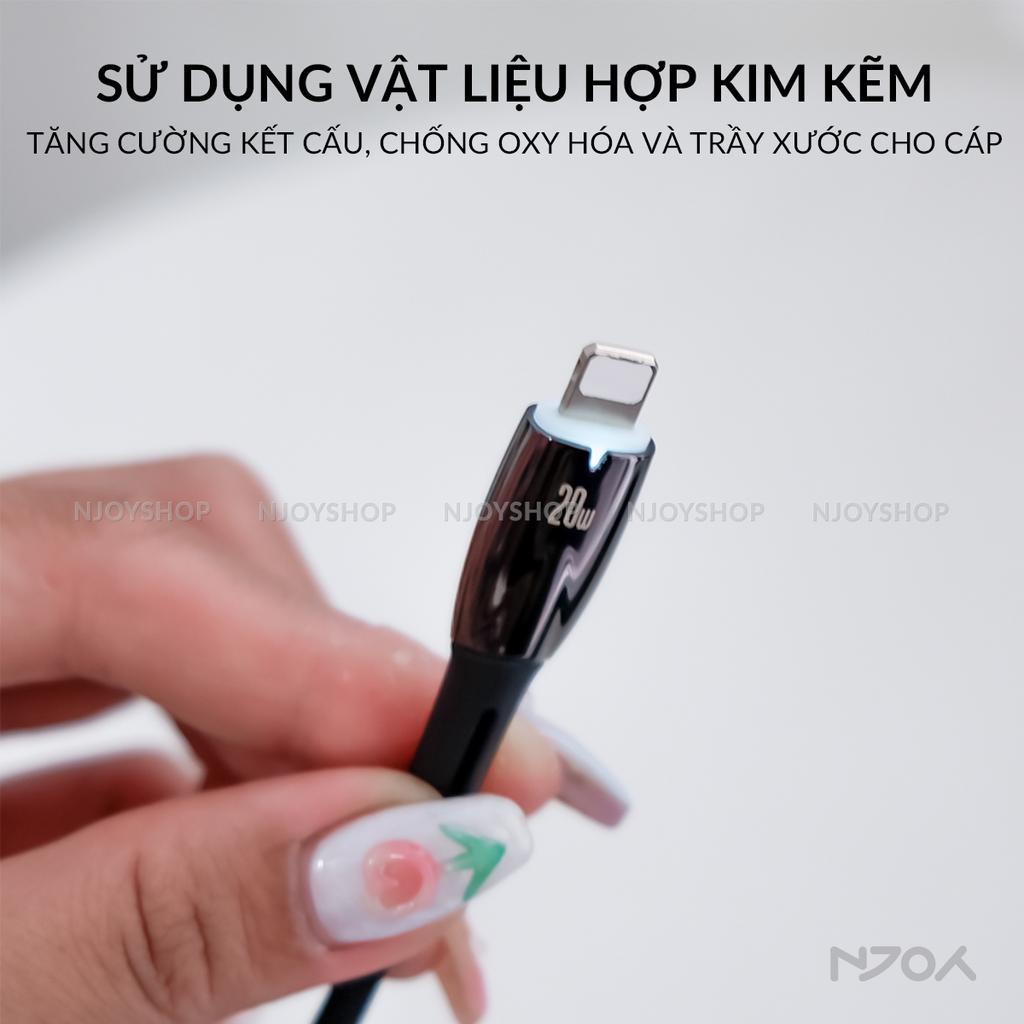 Cáp Sạc Nhanh 20W PD Đèn Led Báo Sạc Cho IP14/13/12/12/11 Chính Hãng Baseus Glimmer Type C to L Njoyshop