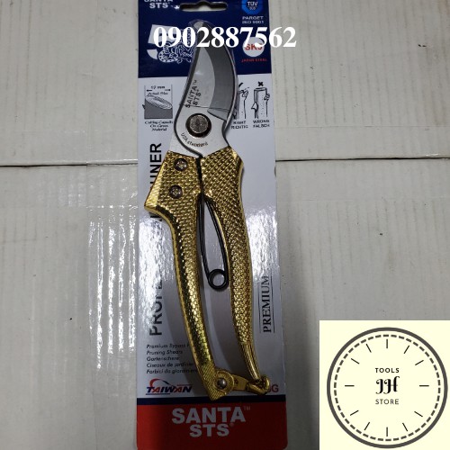 kéo cắt cành cây santa vẩy cá hàng cao cấp (cán vàng bạc) mỏ cong