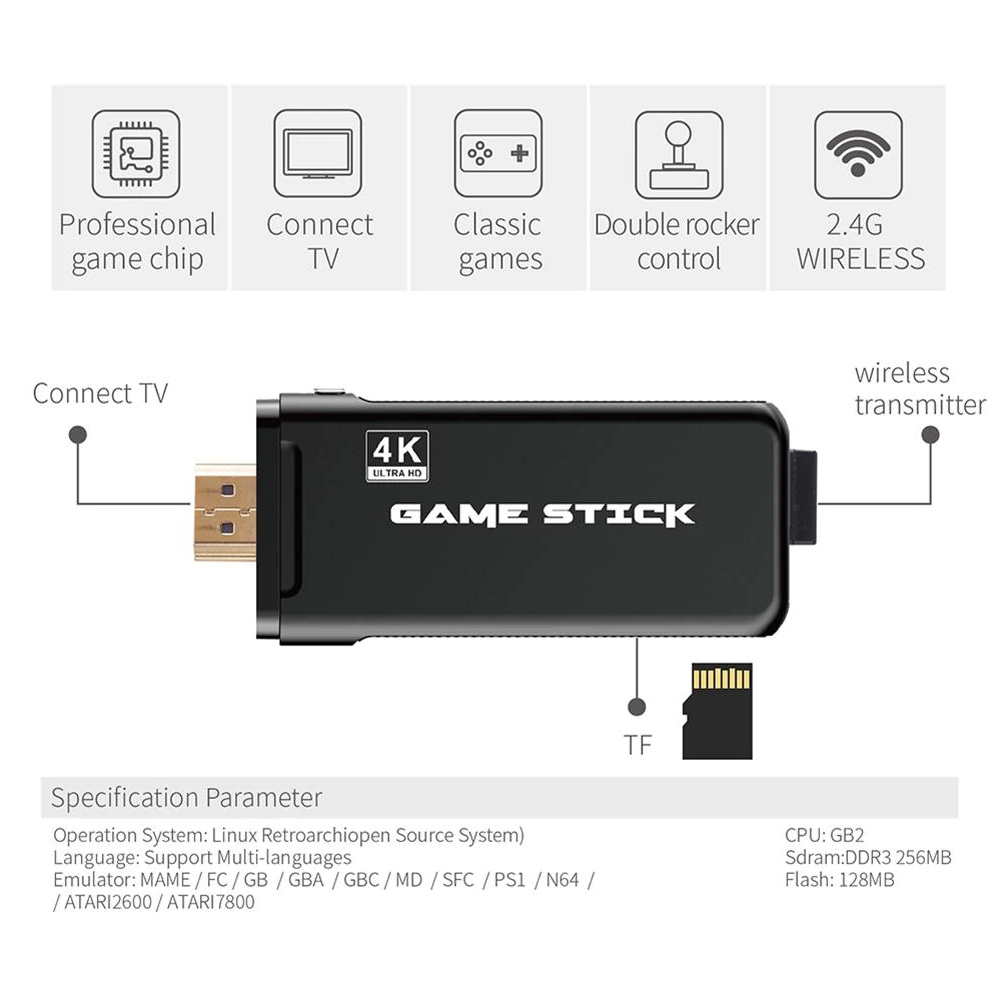 Máy Chơi Game Không Dây PS 3000 - Bản 64G - 10000 Game - Chế Độ 4K - Kết Nối HDMI Với Tivi - Bảo Hành 6 Tháng
