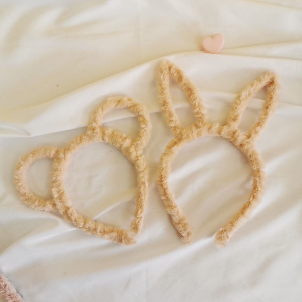 Băng đô cài tóc hình tai gấu phối lông phong cách giáng sinh cho nữ