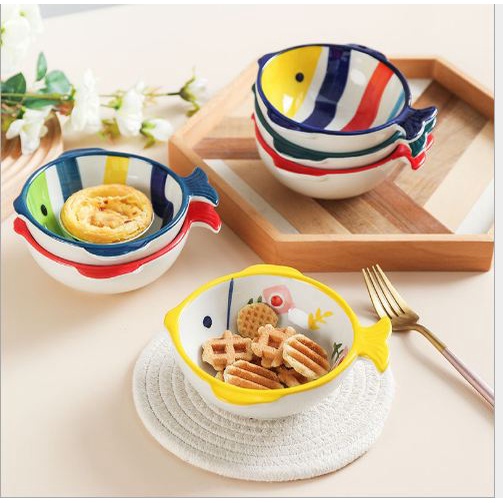 Bát Ăn Dặm Gốm Sứ Hình Con Cá Ngũ Sắc Giúp Bé Ăn Ngon Miệng, Đĩa Ăn Dặm Cho Bé