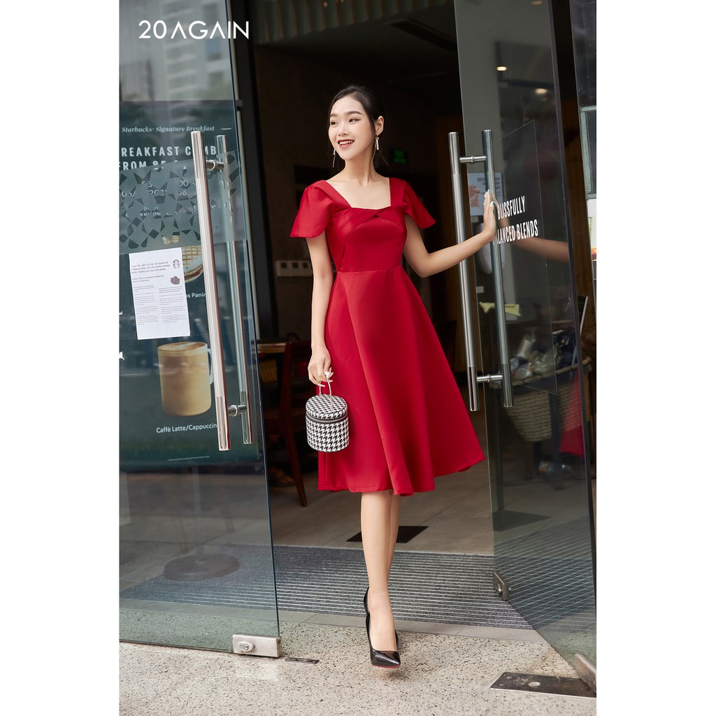 Đầm Xòe Xoắn Nơ Ngực 20AGAIN DEA1203 | BigBuy360 - bigbuy360.vn