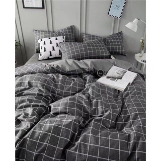 Trọn Bộ Ga Giường Chần Bông Cotton Ô Xám Nhỏ ((M2*2M-M8*2M)) ((1 Chăn Phao, 1 Ga, 2 Vỏ Gối Đầu, 1 Vỏ Gối Ôm)