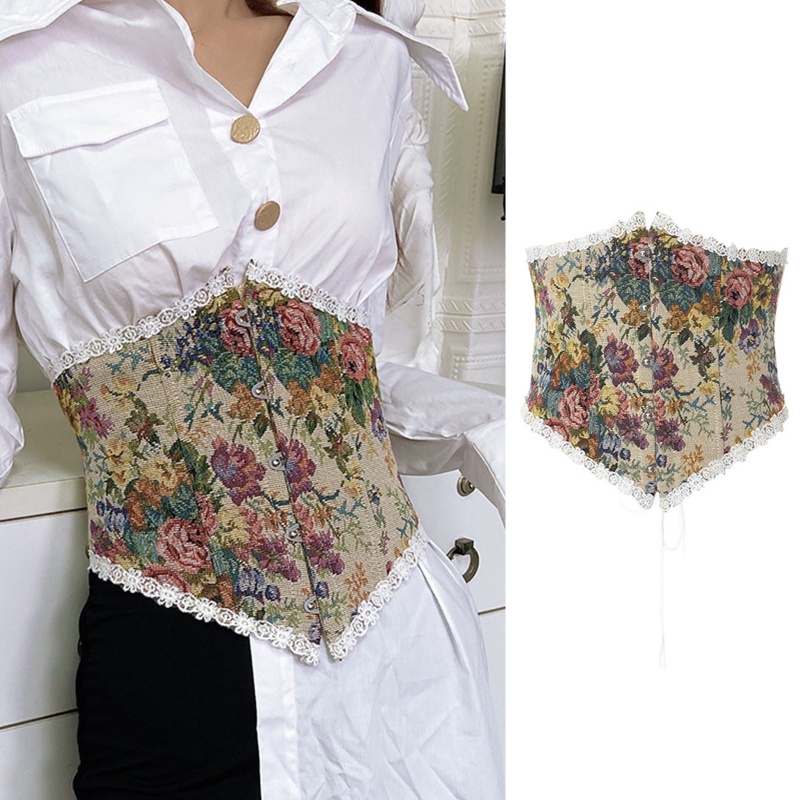 Áo Nịt Ngực Corset Họa Tiết Tranh Sơn Dầu Vintage Cho Nữ