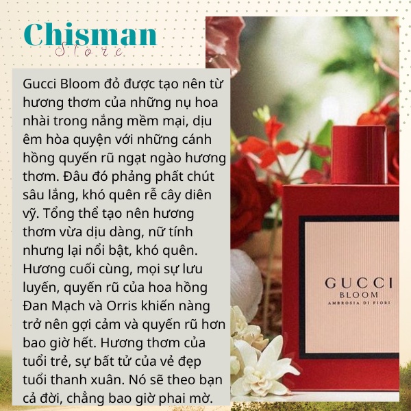 Nước hoa nữ cao cấp Bloom EDT 100ml- Hương thơm nữ tính quyến rũ ngọt ngào, lưu hương lâu- Chisman