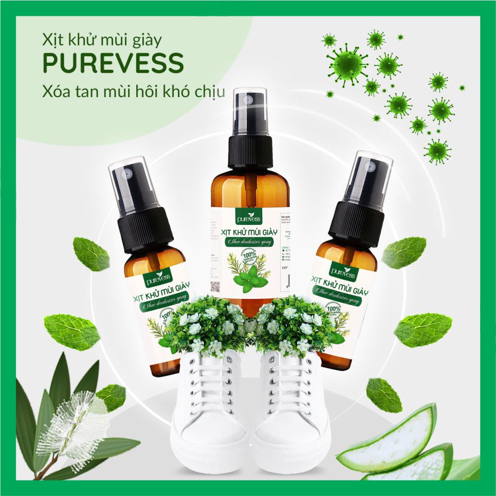 Chai xịt khử mùi hôi giày 100ml tinh chất bạc hà the mát và tràm trà an toàn cho da - Shop 5539