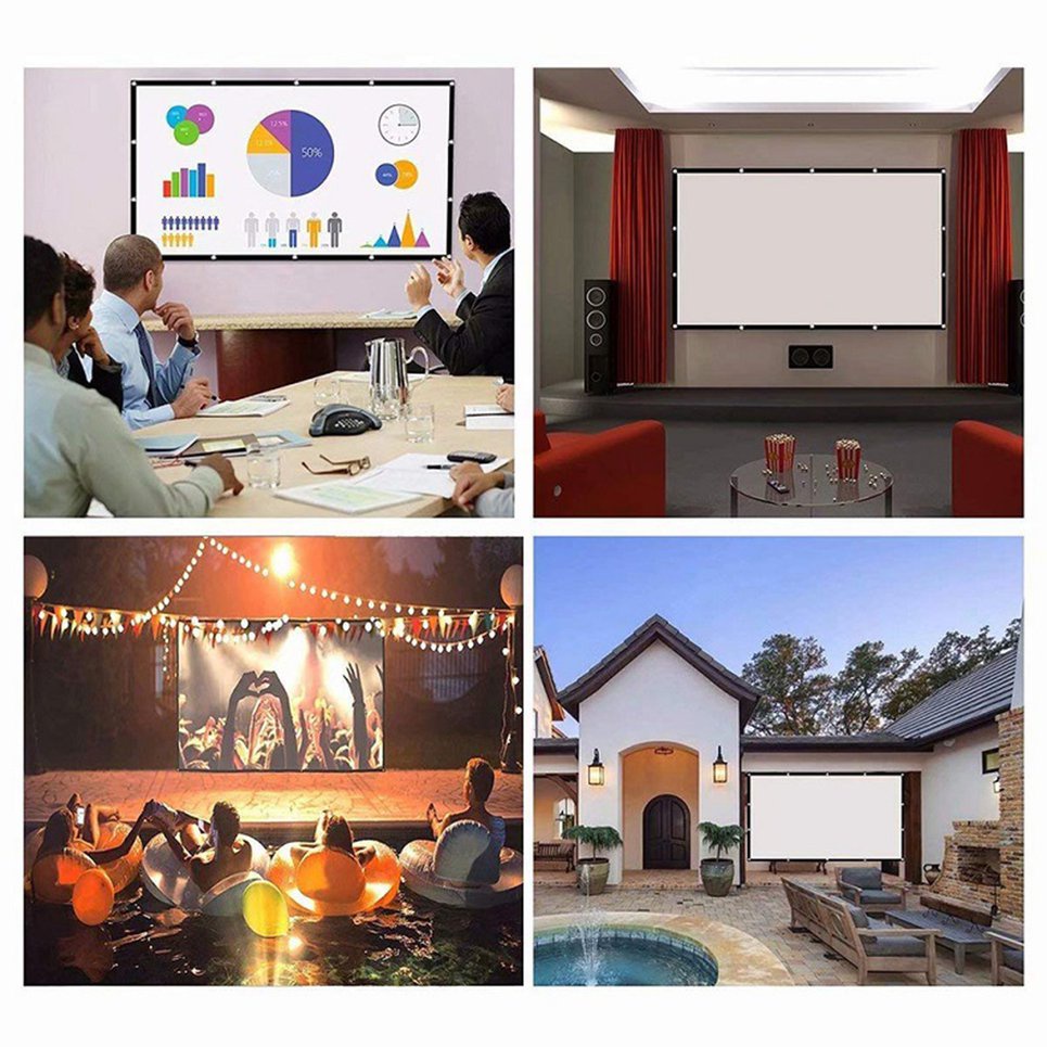 72 Inch Projector Screen For Home Office Theatre High Definition Curtain 16:9
