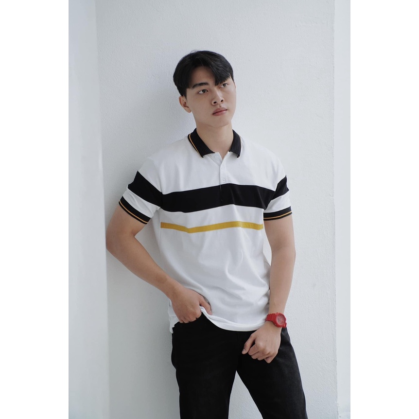 Áo polo nam cổ bẻ phối sọc ngang chất vải cá sấu Cotton xuất xịn,chuẩn form, sang trọng - thanh lịch TB047