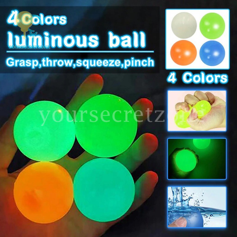 Luminous color sticky hand squeeze ball toy to reduce stress for babies