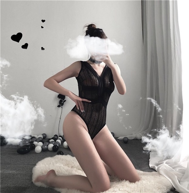 Bodysuit Ren Sexy 2 Màu Đen Trắng - Bodysuit Ren Xẻ Ngực