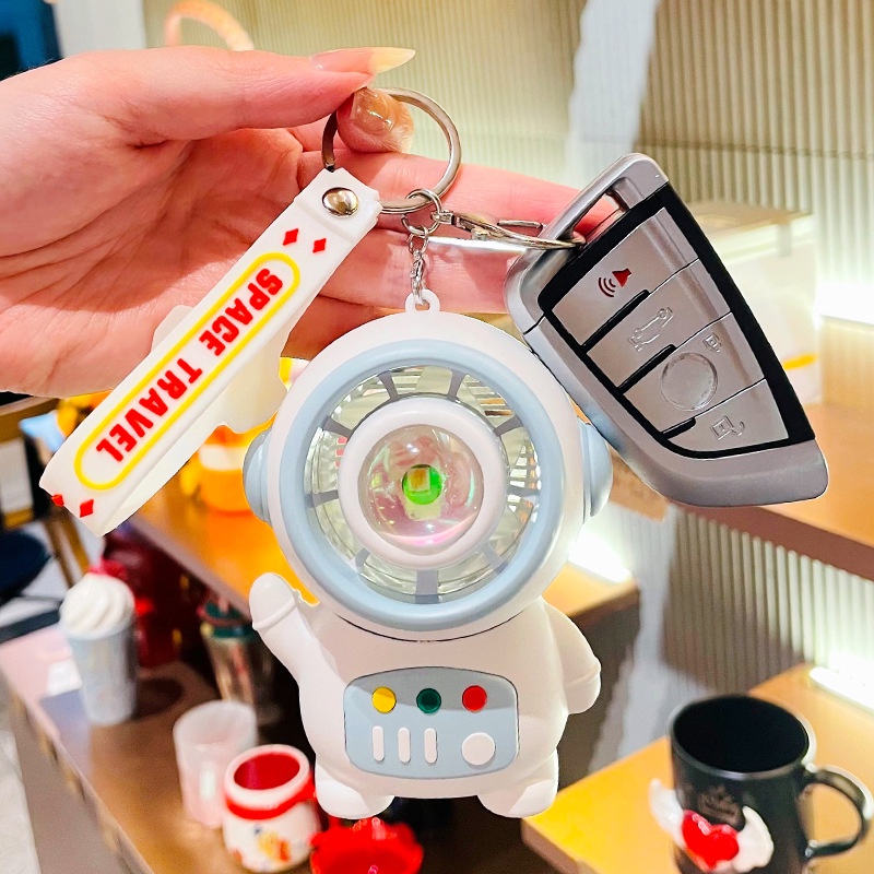 Hoạt Hình Quạt mini Cầm Tay Hình Phi Hành Gia Có Đèn Sạc usb