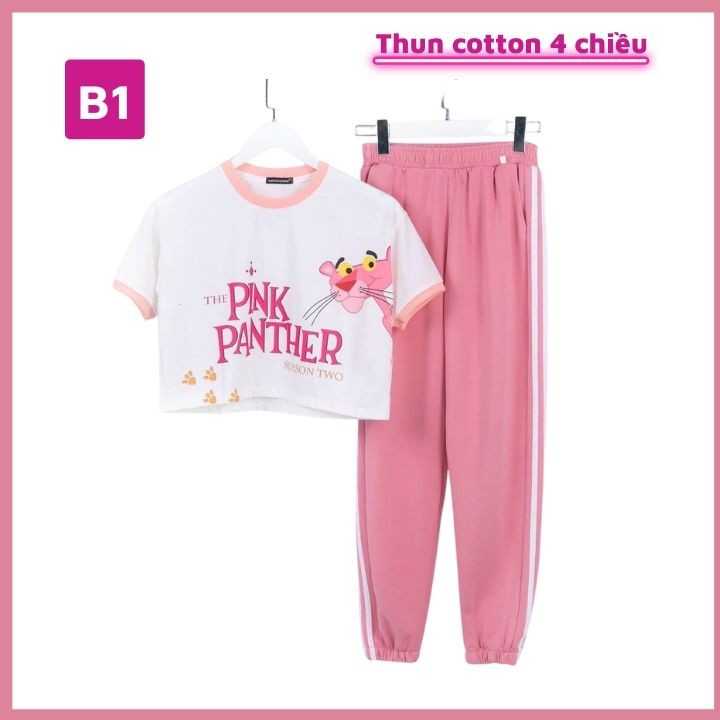 Set áo croptop quần jogger hình sóc- Barbie từ 10-40kg. Form thể thao croptop -Thun cotton -Tomchuakids.