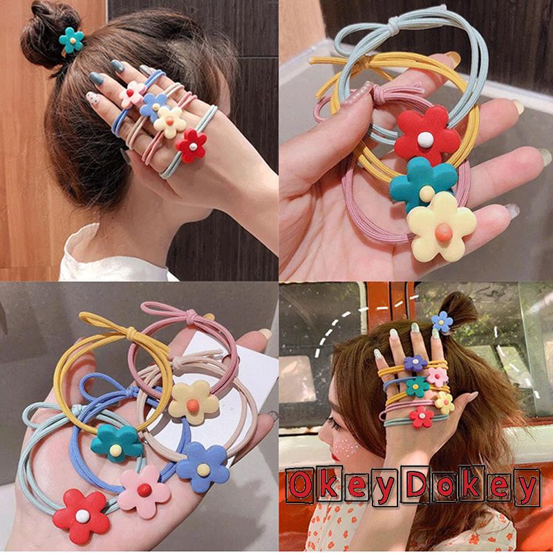 Dây buộc tóc cao su đính hoa dễ thương cho nữ