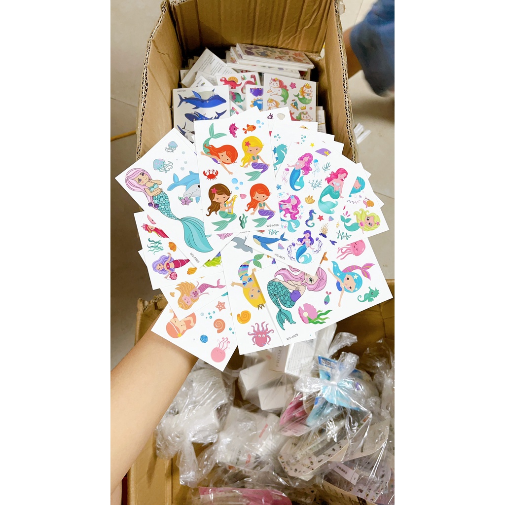 COMBO 30 TẤM HƠN 200 HÌNH TATTOO ĐỒ CHƠI CHO BÉ